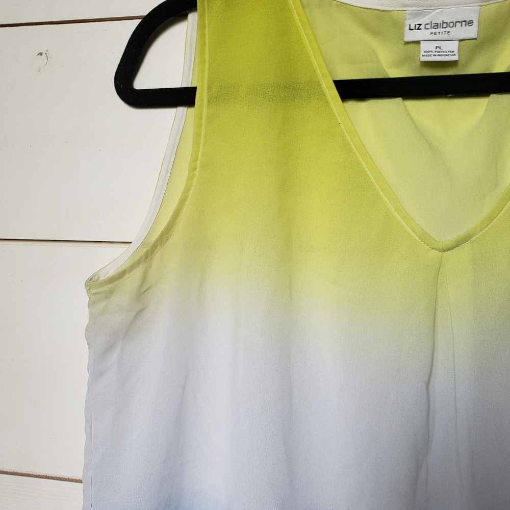 3/$20 Liz Claiborne sheer ombre womens flowy sleeveless tank top Petite, sz L - Picture 4 of 10
